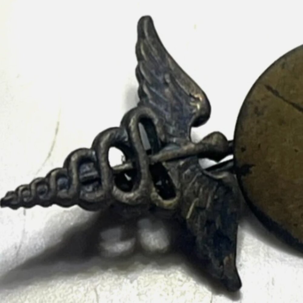 Vintage Original Medical Officer Sterling Collar Insignia Pin